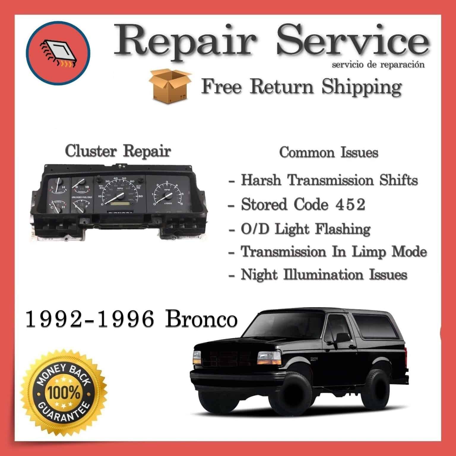 PSOM Repair 1992 1996 Ford Bronco Gauge Cluster Rebuild Service