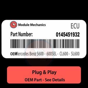 0145451932 ECU - PLUG & PLAY |  Mercedes Benz R129 - W140 - S600 -  600SEL -  CL600 -  SL600 | ECM PCM BCM Engine Control Computer OEM