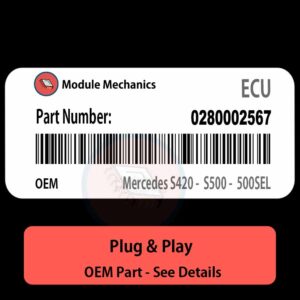 0280002567 ECU - PLUG & PLAY |  Mercedes Benz W140 - S420 -  S500 -  500SEL | ECM PCM BCM Engine Control Computer OEM