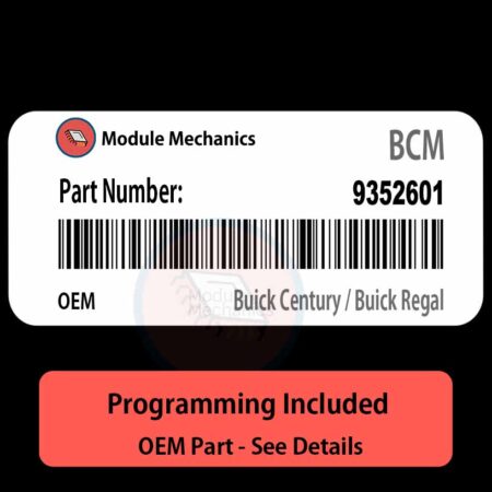 09352601 BCM with PROGRAMMING - VIN & Security | Buick Century / Buick Regal | Body Control Module / Unit OEM BCU