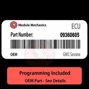09360605  ECU - VIN PROGRAMMED |  GMC Savana | ECM PCM BCM Engine Control Computer OEM