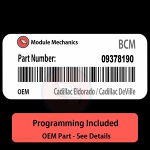09378190  BCM with PROGRAMMING - VIN & Security | Cadillac Eldorado / Cadillac DeVille  | Body Control Module / Unit OEM BCU