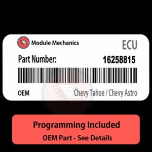 16258815  ECU - VIN PROGRAMMED |  Chevy Tahoe / Chevy Astro | ECM PCM BCM Engine Control Computer OEM