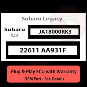 22611 AA931F JA18000RK3 ECU - PLUG & PLAY |  Subaru Legacy | ECM PCM BCM Engine Control Computer OEM