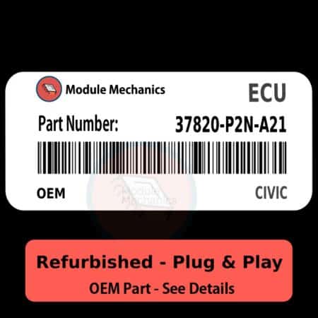 37820-P2N-A21 ECU - PLUG & PLAY - | Civic | ECM PCM Engine Control Computer OEM