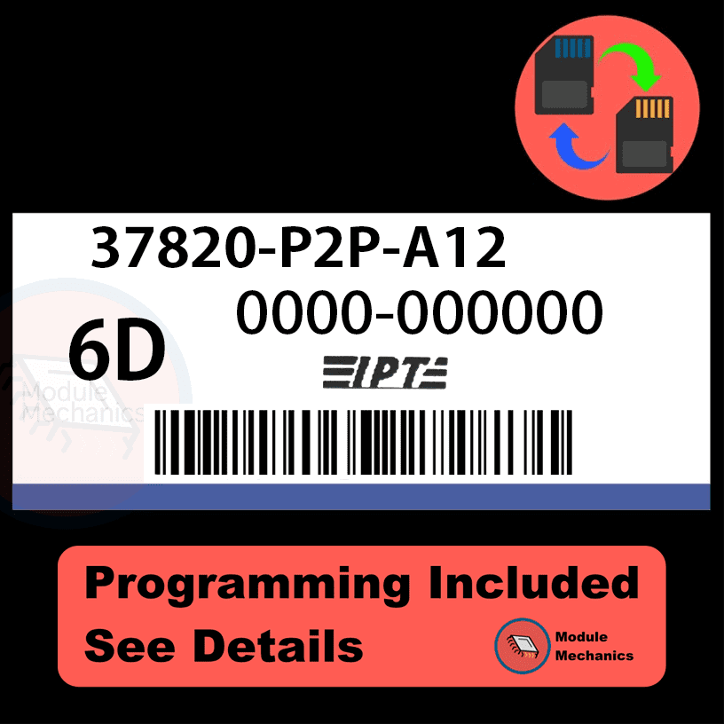 37820-P2P-A12 ECU with PROGRAMMING - VIN & Security | Honda Civic | ECM PCM Engine Control Computer OEM 37820-P2P-A12 ECU with PROGRAMMING - VIN & Security | Honda Civic | ECM PCM Engine Control Computer OEM