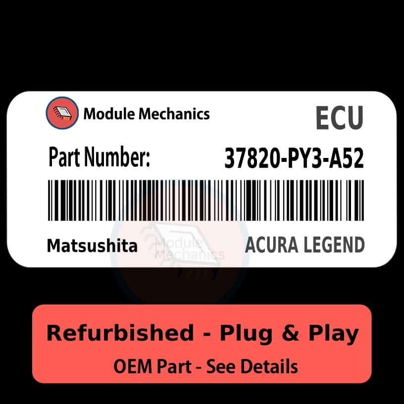 37820-PY3-A52 ECU - PLUG & PLAY - | Acura Legend | ECM PCM Engine Control Computer OEM 37820-PY3-A52 ECU - PLUG & PLAY - | Acura Legend | ECM PCM Engine Control Computer OEM