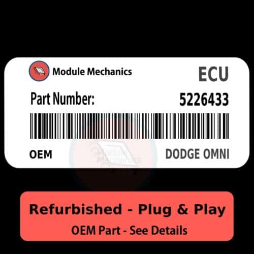 5226433 ECU - PLUG & PLAY - | Dodge Omni | ECM PCM BCM Engine Control Computer OEM