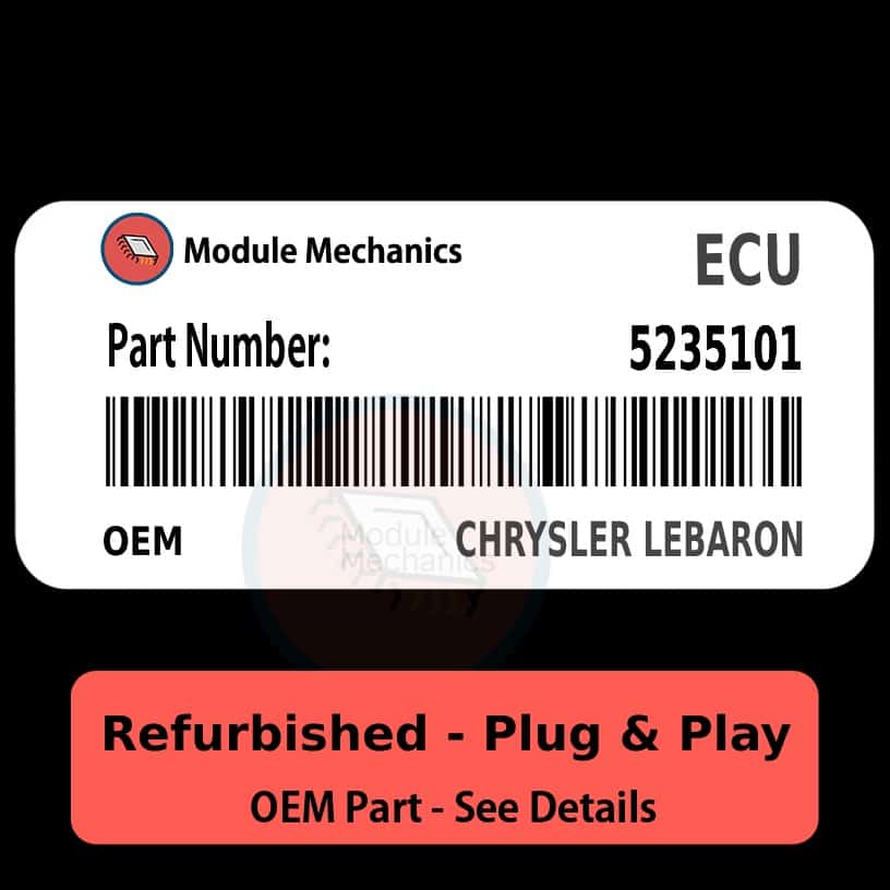 5235101 ECU - PLUG & PLAY - | Chrysler Lebaron | ECM PCM BCM Engine Control Computer OEM 5235101 ECU - PLUG & PLAY - | Chrysler Lebaron | ECM PCM BCM Engine Control Computer OEM