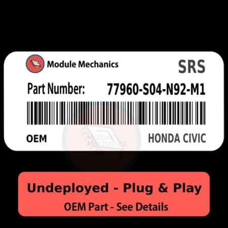 77960-S04-N92-M1 SRS Unit - UNDEPLOYED | Honda Civic | Airbag Control Computer