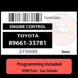 89661-33781 / 275000 ECU with PROGRAMMING - VIN & Security | Toyota Camry  | ECM PCM Engine Control Computer OEM