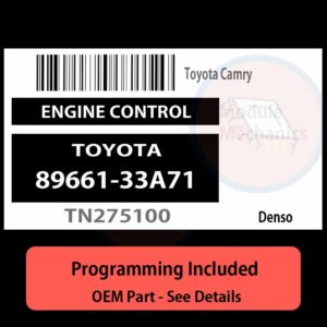 89661-33A71 / TN275100 ECU with PROGRAMMING - VIN & Security | Toyota Camry  | ECM PCM Engine Control Computer OEM