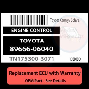 8966606040 TN1753003071 ECU - PLUG & PLAY |  Toyota Camry / Solara | ECM PCM BCM Engine Control Computer OEM