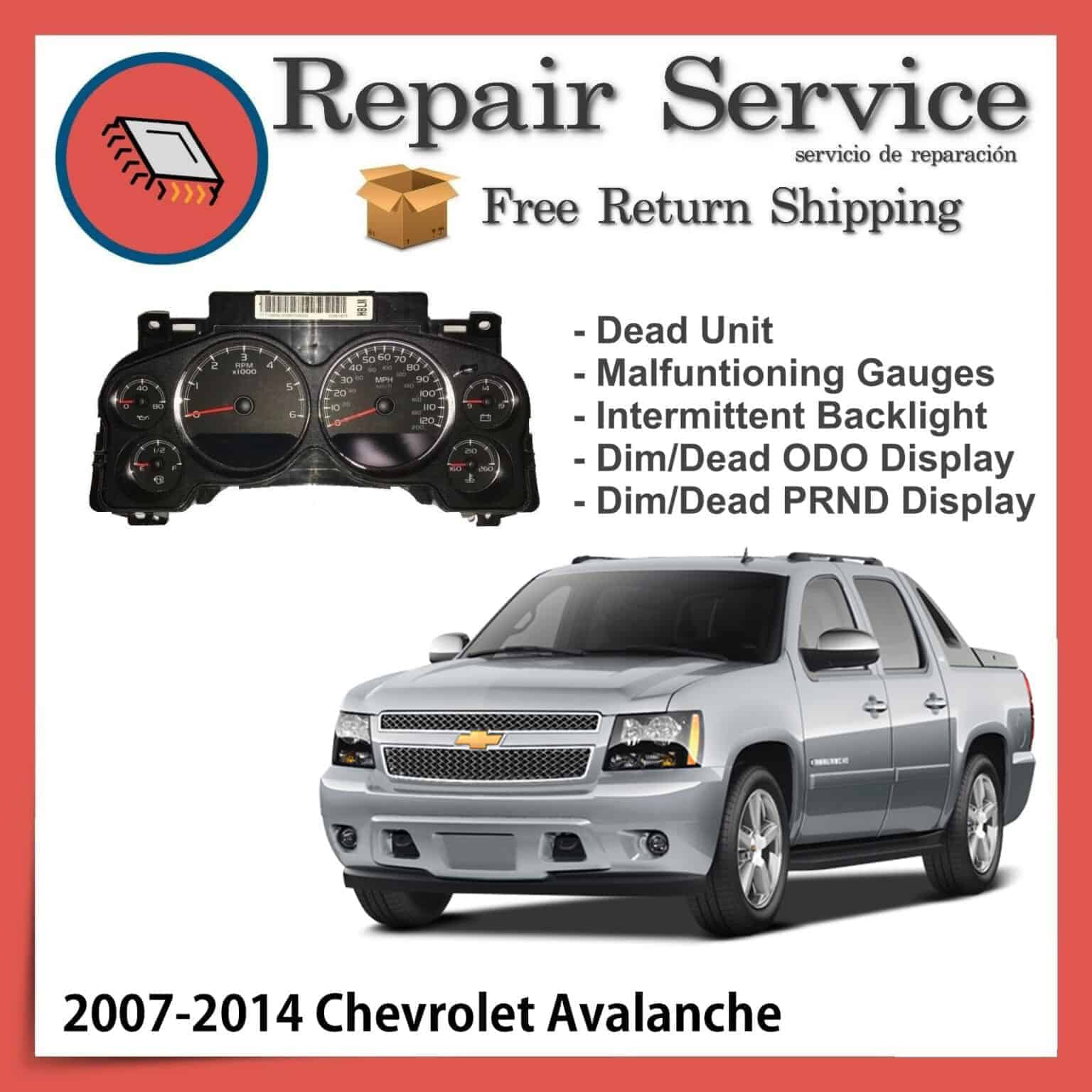 thumbnail image 2 of Chevrolet Avalanche Speedometer Cluster Repair Service – 03-04-05 – Send In Your Unit 2 of 3