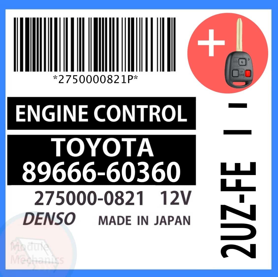 89666-60360 ECU & Programmed Master Key | Toyota Land Cruiser Compatible: 2000 2001 Toyota Land Cruiser OEM Part Number: 89666-60360 | 8966660360 | 175200-0821 | 1752000821