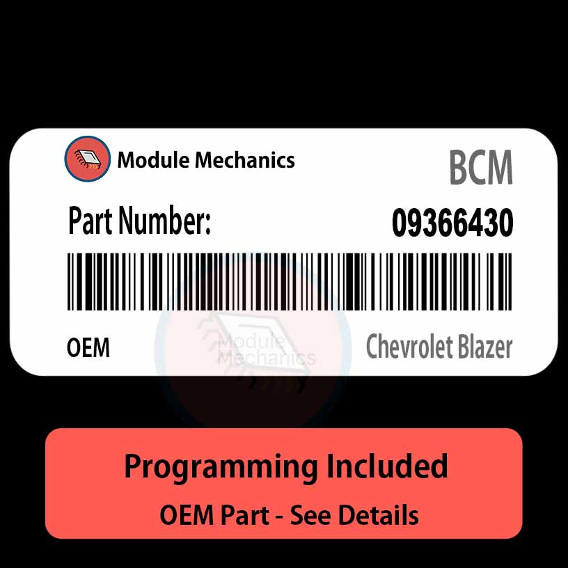 09366430 BCM - PLUG & PLAY | Chevrolet Blazer | BCU BCM Body Control Module OEM 09366430 BCM - PLUG & PLAY | Chevrolet Blazer | BCU BCM Body Control Module OEM