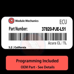 37820-PJE-L51  / Factory ECU with PROGRAMMING - VIN & Security | Acura CL / TL  | ECM PCM Engine Control Computer OEM