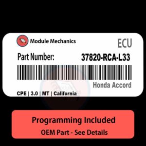 37820-RCA-L33  / Factory ECU with PROGRAMMING - VIN & Security | Honda Accord  | ECM PCM Engine Control Computer OEM