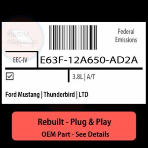 E63F-12A650-AD2A EEC-IV ECU - PLUG & PLAY |  Ford Mustang | Thunderbird | LTD | ECM PCM BCM Engine Control Computer OEM