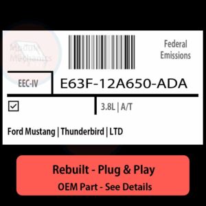 E63F-12A650-ADA EEC-IV ECU - PLUG & PLAY |  Ford Mustang | Thunderbird | LTD | ECM PCM BCM Engine Control Computer OEM
