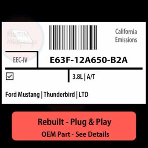 E63F-12A650-B2A EEC-IV ECU - PLUG & PLAY |  Ford Mustang | Thunderbird | LTD | ECM PCM BCM Engine Control Computer OEM