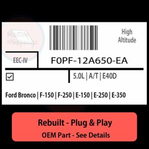 F0PF-12A650-EA EEC-IV ECU - PLUG & PLAY |  Ford Bronco | F-150 | F-250 | E-150 | E-250 | E-350 | ECM PCM BCM Engine Control Computer OEM
