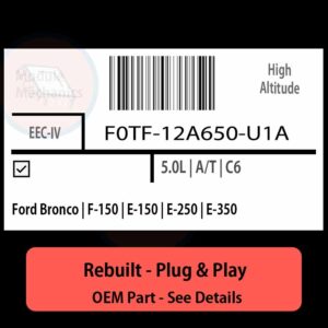 F0TF-12A650-U1A EEC-IV ECU - PLUG & PLAY |  Ford Bronco | F-150 | E-150 | E-250 | E-350 | ECM PCM BCM Engine Control Computer OEM