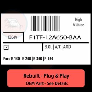 F1TF-12A650-BAA EEC-IV ECU - PLUG & PLAY |  Ford E-150 | E-250 | E-350 | F-150 | ECM PCM BCM Engine Control Computer OEM