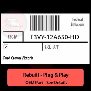 F3VY-12A650-HD EEC-IV ECU - PLUG & PLAY |  Ford Crown Victoria | ECM PCM BCM Engine Control Computer OEM