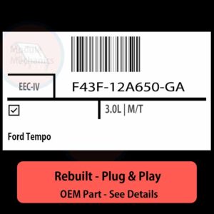 F43F-12A650-GA EEC-IV ECU - PLUG & PLAY |  Ford Tempo | ECM PCM BCM Engine Control Computer OEM