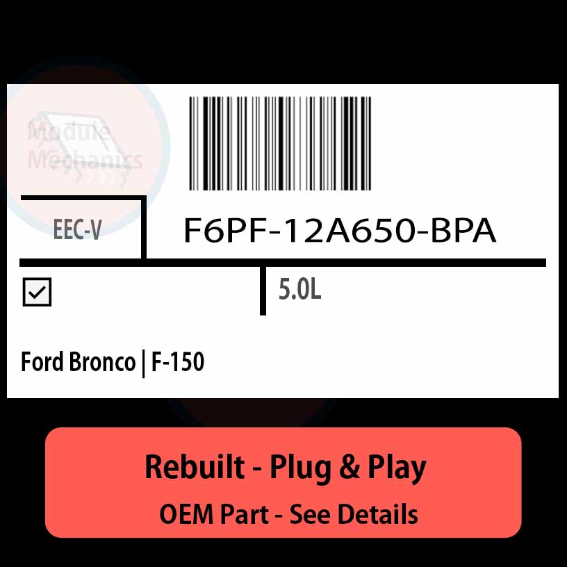 F6PF-12A650-BPA EECV ECU - PLUG & PLAY | Ford Bronco | F-150 | ECM PCM BCM Engine Control Computer OEM F6PF-12A650-BPA EECV ECU - PLUG & PLAY | Ford Bronco | F-150 | ECM PCM BCM Engine Control Computer OEM