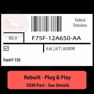 F75F-12A650-AA EECV ECU - PLUG & PLAY |  Ford F-150 | ECM PCM BCM Engine Control Computer OEM