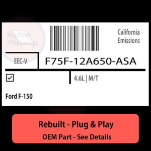 F75F-12A650-ASA EECV ECU - PLUG & PLAY |  Ford F-150 | ECM PCM BCM Engine Control Computer OEM