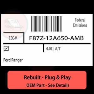 F87Z-12A650-AMB EECV ECU - PLUG & PLAY |  Ford Ranger | ECM PCM BCM Engine Control Computer OEM