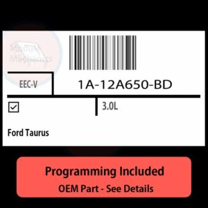 1A-12A650-BD / EEC-V ECU with PROGRAMMING - VIN & Security | Ford Taurus  | ECM PCM Engine Control Computer OEM
