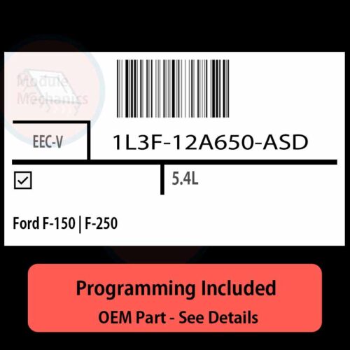 1L3F-12A650-ASD / EEC-V ECU with PROGRAMMING - VIN & Security | Ford F-150 | F-250  | ECM PCM Engine Control Computer OEM