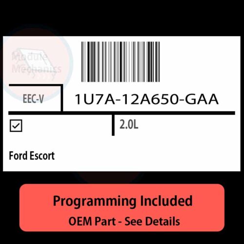 1U7A-12A650-GAA / EEC-V ECU with PROGRAMMING - VIN & Security | Ford Escort  | ECM PCM Engine Control Computer OEM