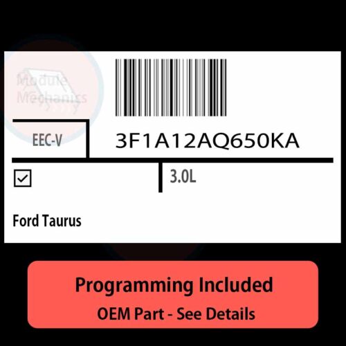 3F1A12AQ650KA / EEC-V ECU with PROGRAMMING - VIN & Security | Ford Taurus  | ECM PCM Engine Control Computer OEM