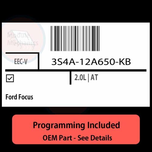 3S4A-12A650-KB / EEC-V ECU with PROGRAMMING - VIN & Security | Ford Focus  | ECM PCM Engine Control Computer OEM