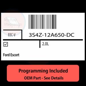 3S4Z-12A650-DC / EEC-V ECU with PROGRAMMING - VIN & Security | Ford Escort  | ECM PCM Engine Control Computer OEM
