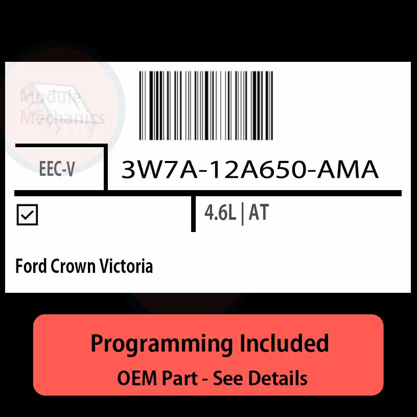 3W7A-12A650-AMA / EEC-V ECU with PROGRAMMING - VIN & Security | Ford Crown Victoria | ECM PCM Engine Control Computer OEM 3W7A-12A650-AMA / EEC-V ECU with PROGRAMMING - VIN & Security | Ford Crown Victoria | ECM PCM Engine Control Computer OEM
