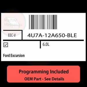 4U7A-12A650-BLE / EEC-V ECU with PROGRAMMING - VIN & Security | Ford Excursion  | ECM PCM Engine Control Computer OEM