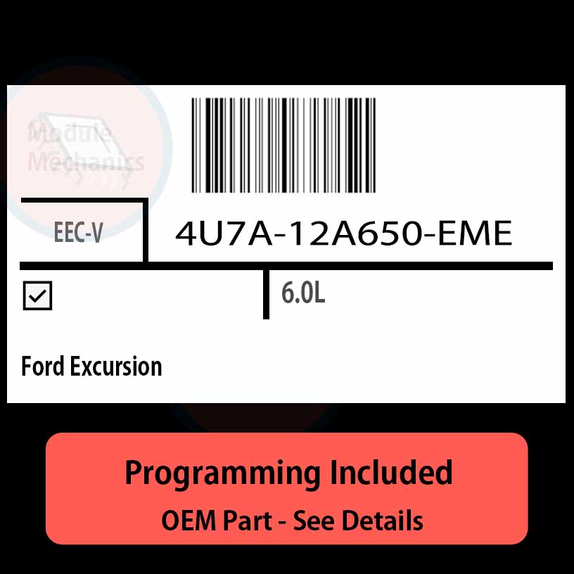 4U7A-12A650-EME / EEC-V ECU with PROGRAMMING - VIN & Security | Ford Excursion | ECM PCM Engine Control Computer OEM 4U7A-12A650-EME / EEC-V ECU with PROGRAMMING - VIN & Security | Ford Excursion | ECM PCM Engine Control Computer OEM