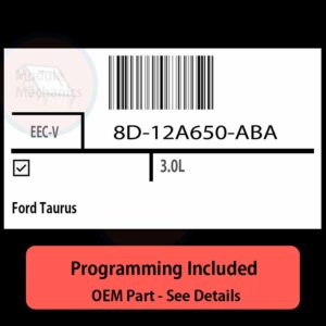 8D-12A650-ABA / EEC-V ECU with PROGRAMMING - VIN & Security | Ford Taurus  | ECM PCM Engine Control Computer OEM