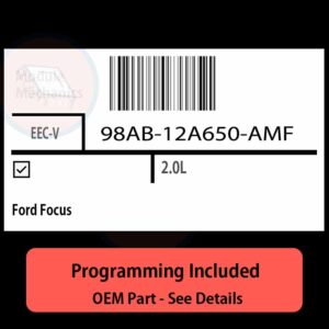 98AB-12A650-AMF / EEC-V ECU with PROGRAMMING - VIN & Security | Ford Focus  | ECM PCM Engine Control Computer OEM