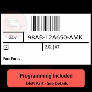 98AB-12A650-AMK / EEC-V ECU with PROGRAMMING - VIN & Security | Ford Focus  | ECM PCM Engine Control Computer OEM