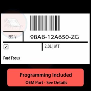 98AB-12A650-ZG / EEC-V ECU with PROGRAMMING - VIN & Security | Ford Focus  | ECM PCM Engine Control Computer OEM