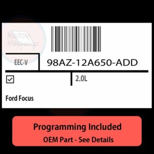 98AZ-12A650-ADD / EEC-V ECU with PROGRAMMING - VIN & Security | Ford Focus  | ECM PCM Engine Control Computer OEM