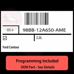 98BB-12A650-AME / EEC-V ECU with PROGRAMMING - VIN & Security | Ford Contour  | ECM PCM Engine Control Computer OEM