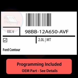 98BB-12A650-AVF / EEC-V ECU with PROGRAMMING - VIN & Security | Ford Contour  | ECM PCM Engine Control Computer OEM